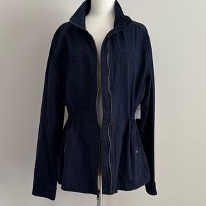 Women's Cotton Navy Utility Jacket Large Tall